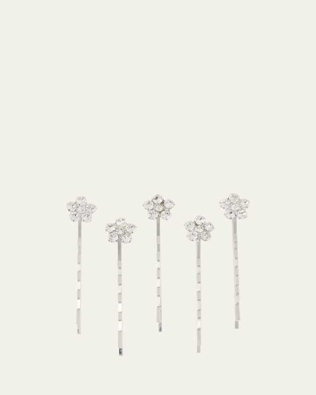 Violet Swarovski Crystal Floral Bobby Pins, Set of 5